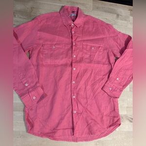 Pure Lino Women's Pink linen Button-Down Shirt